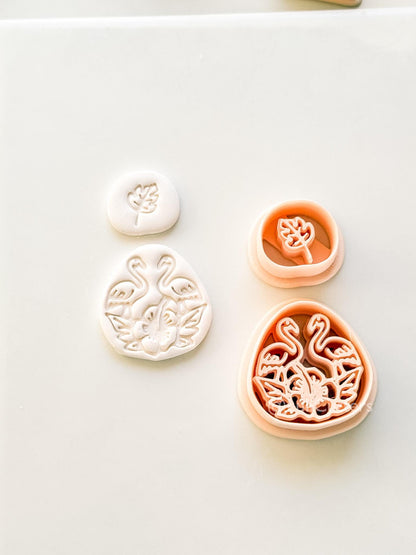 Flamingo Floral Teardrop Cutter: Tropical Bird and Hibiscus Shape for Polymer Clay