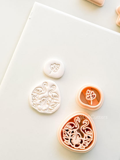 Flamingo Floral Teardrop Cutter: Tropical Bird and Hibiscus Shape for Polymer Clay