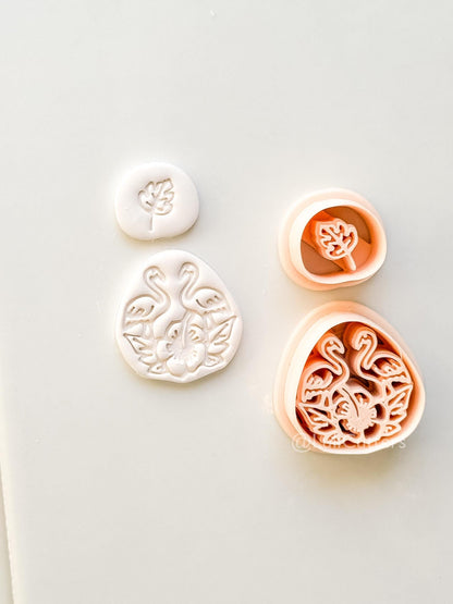 Flamingo Floral Teardrop Cutter: Tropical Bird and Hibiscus Shape for Polymer Clay