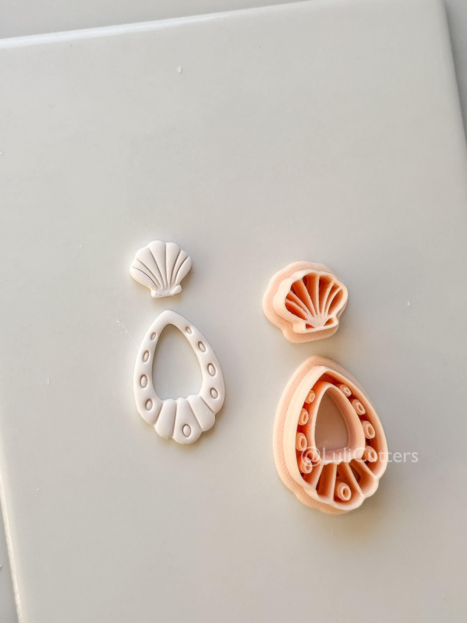 Shell Drop Cutter: Scallop Teardrop Dangle Shape for Polymer Clay
