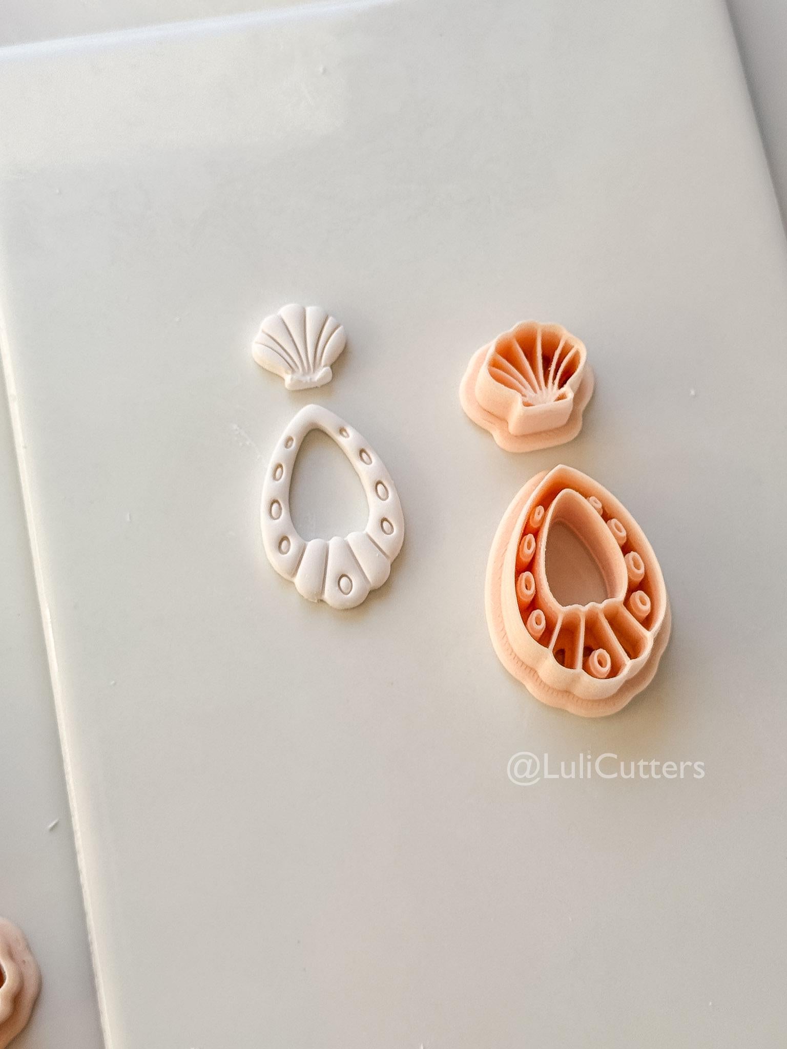 Shell Drop Cutter: Scallop Teardrop Dangle Shape for Polymer Clay