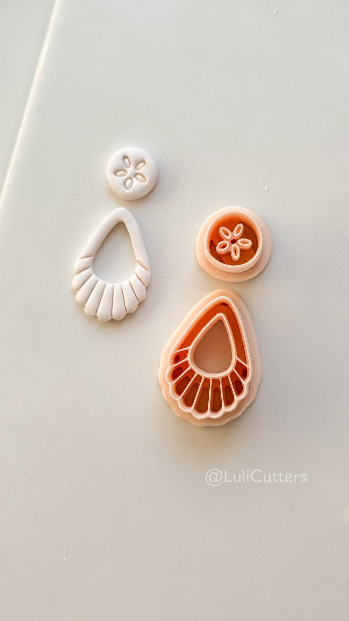 Sand Dollar Teardrop Cutter: Coastal Shell Pattern Shape for Polymer Clay