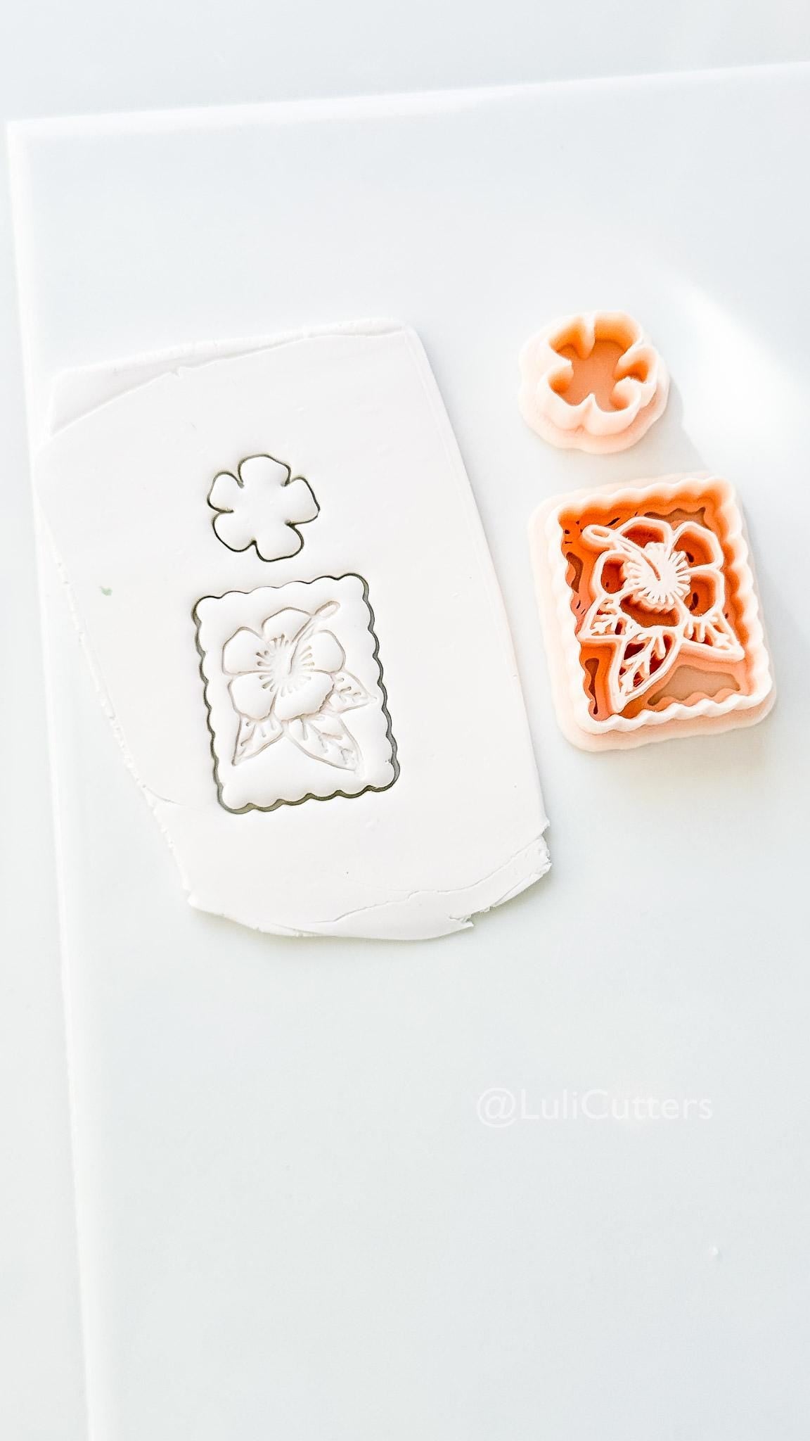 Hibiscus Scalloped Cutter: Detailed Flower & Geometric Shapes for Polymer Clay