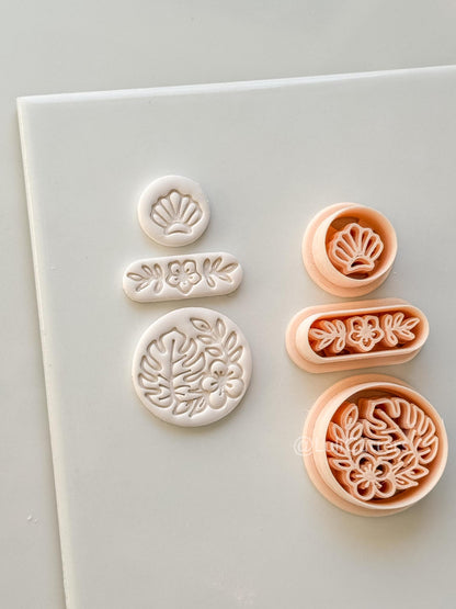 Tropical Trio Dangle Cutter: Tropical Flower Shell Earrings for Polymer Clay
