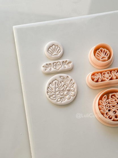 Tropical Trio Dangle Cutter: Tropical Flower Shell Earrings for Polymer Clay