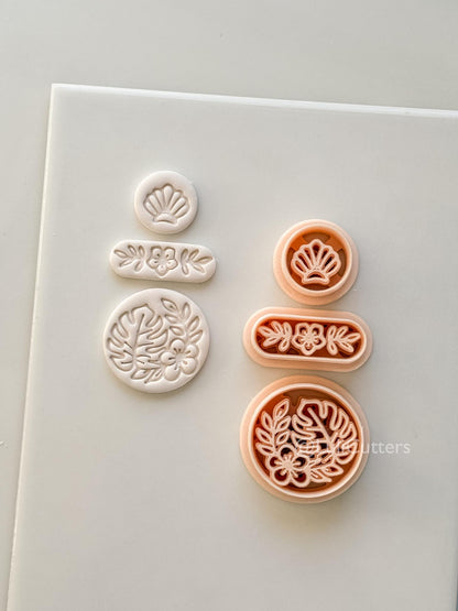 Tropical Trio Dangle Cutter: Tropical Flower Shell Earrings for Polymer Clay
