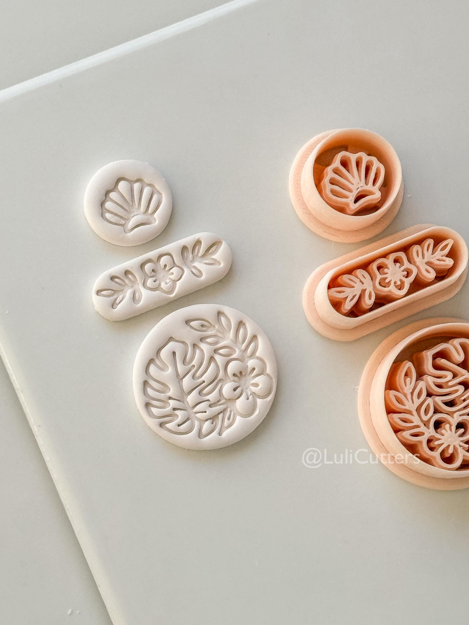 Tropical Trio Dangle Cutter: Tropical Flower Shell Earrings for Polymer Clay