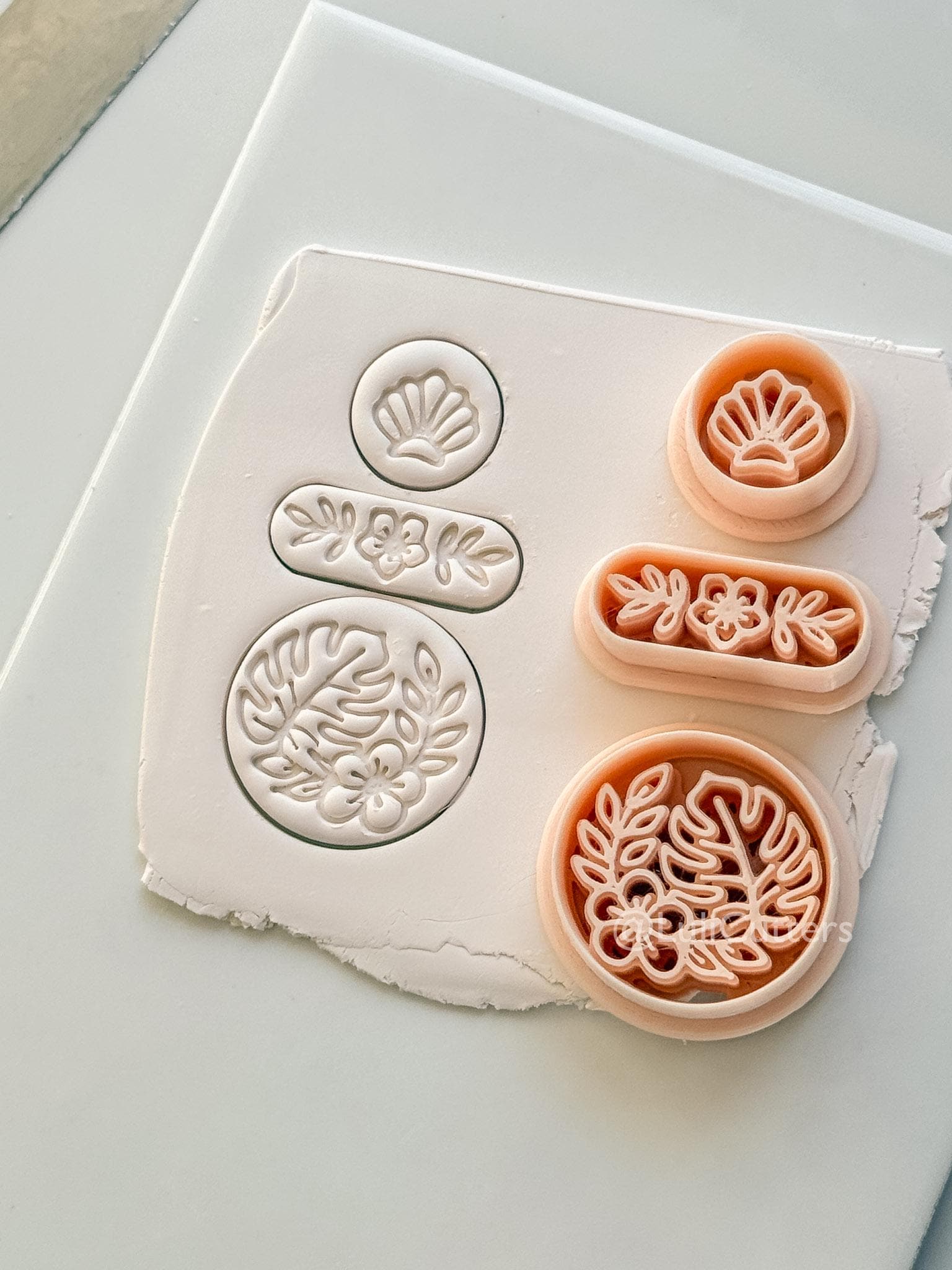 Tropical Trio Dangle Cutter: Tropical Flower Shell Earrings for Polymer Clay