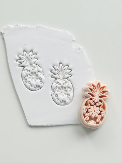 Floral Pineapple Cutter: Intricate Flower & Scroll Design for Polymer Clay