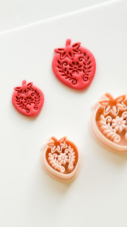 Floral Strawberry Cutter for Polymer Clay Earrings