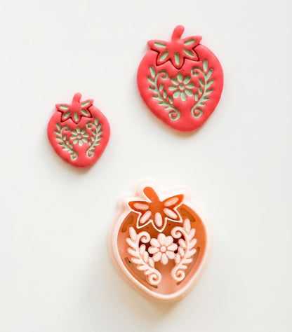 Floral Strawberry Cutter for Polymer Clay Earrings