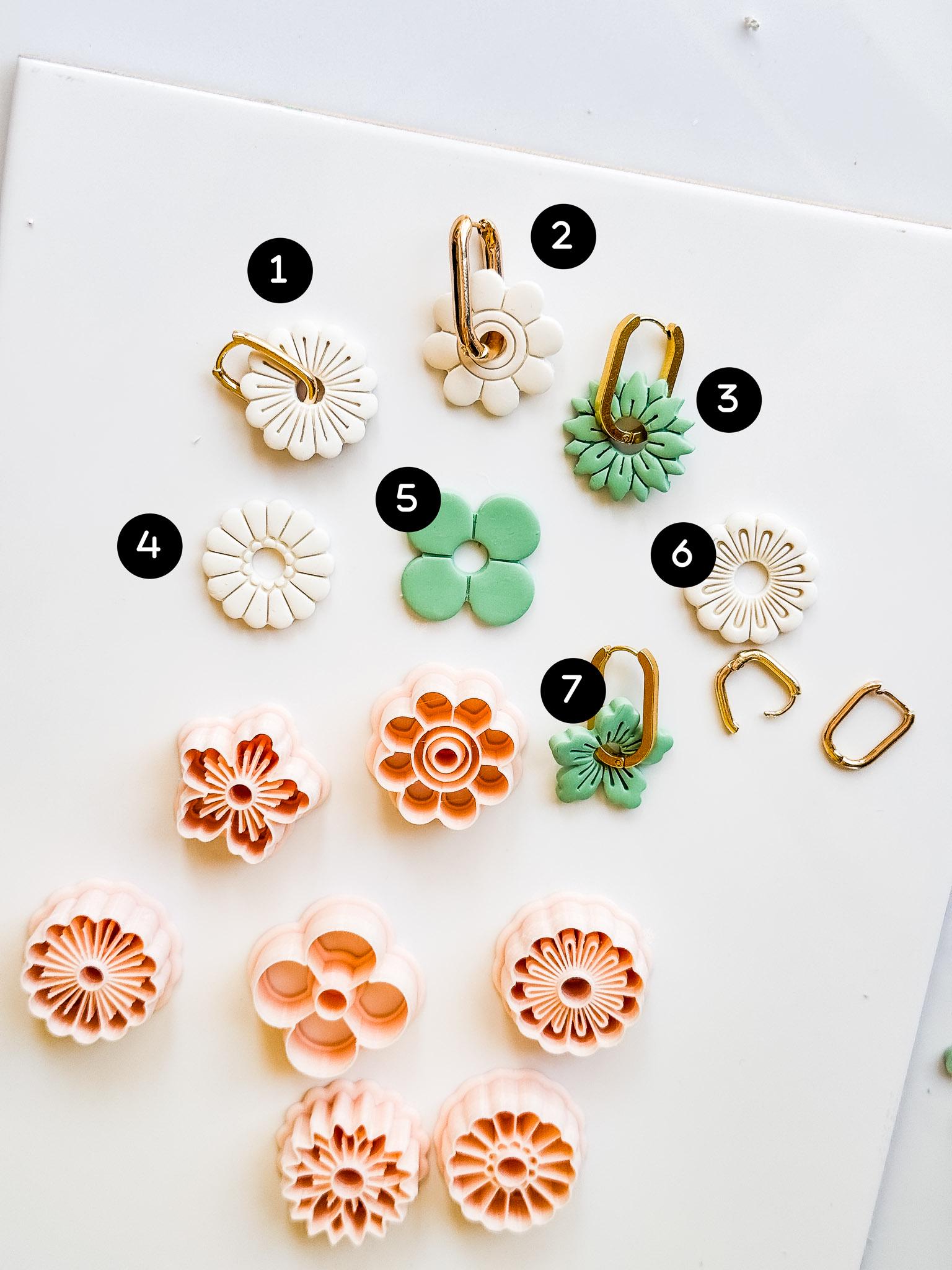 Floral Interchangeable Charm Cutters: Flower Petal Shapes for Polymer Clay