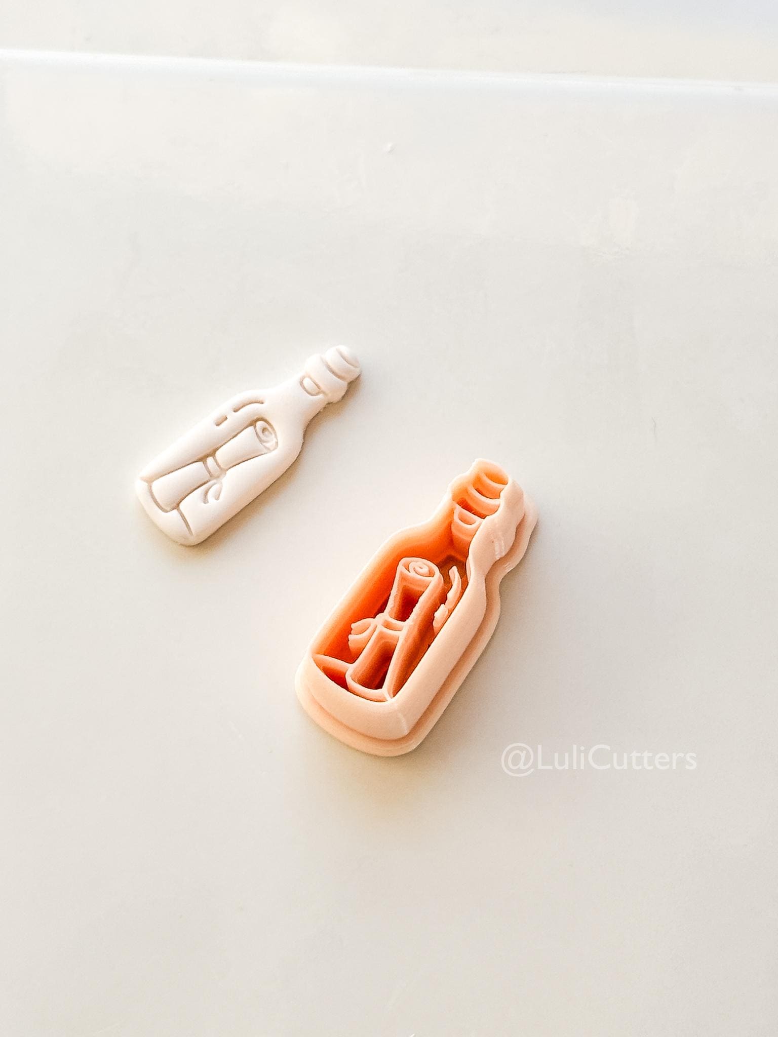 Message in Bottle Cutter: Scroll Note Ocean Keepsake Shape for Polymer Clay