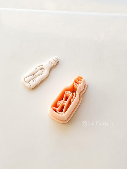 Message in Bottle Cutter: Scroll Note Ocean Keepsake Shape for Polymer Clay