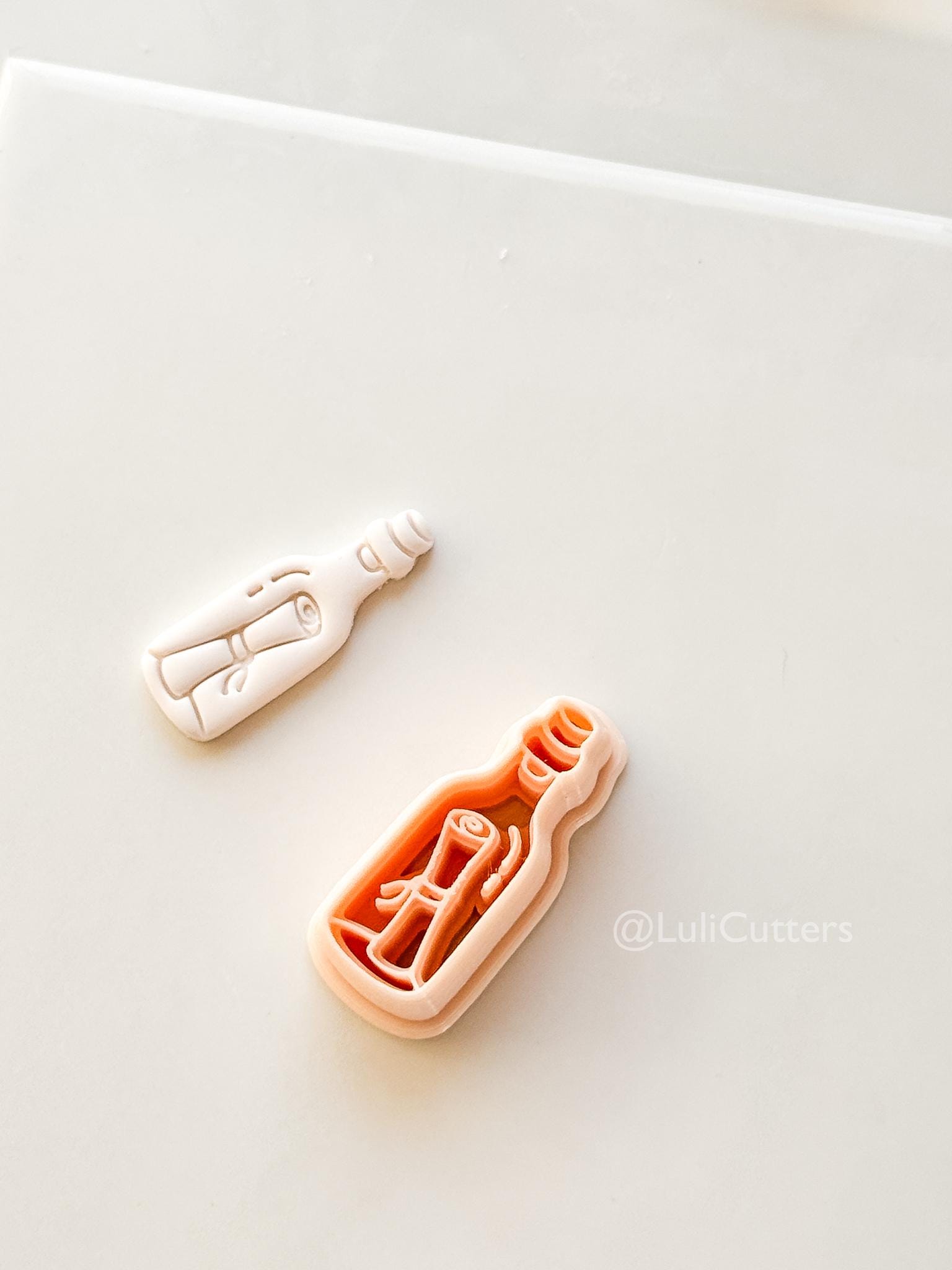 Message in Bottle Cutter: Scroll Note Ocean Keepsake Shape for Polymer Clay