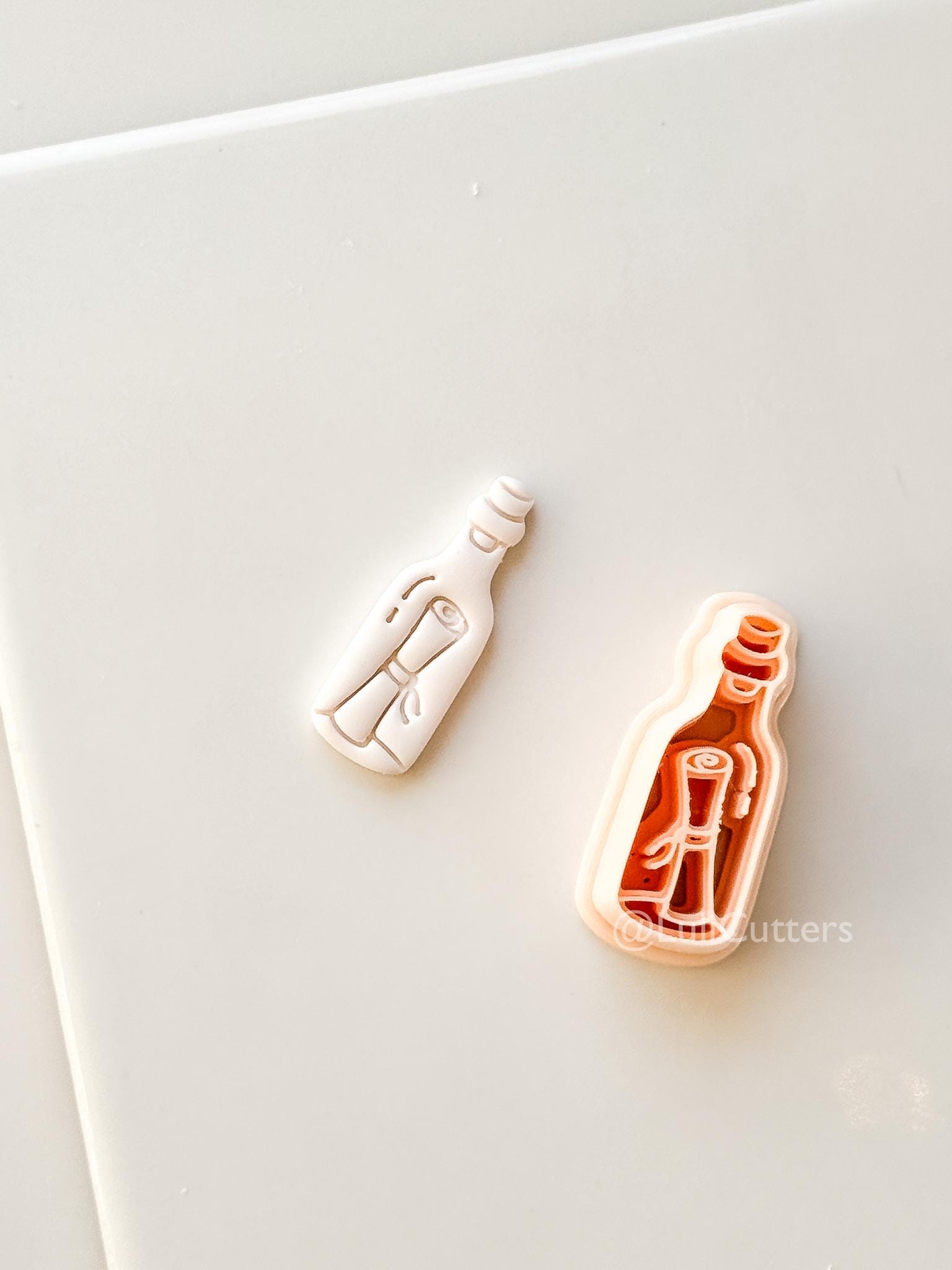 Message in Bottle Cutter: Scroll Note Ocean Keepsake Shape for Polymer Clay