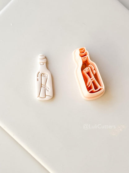 Message in Bottle Cutter: Scroll Note Ocean Keepsake Shape for Polymer Clay