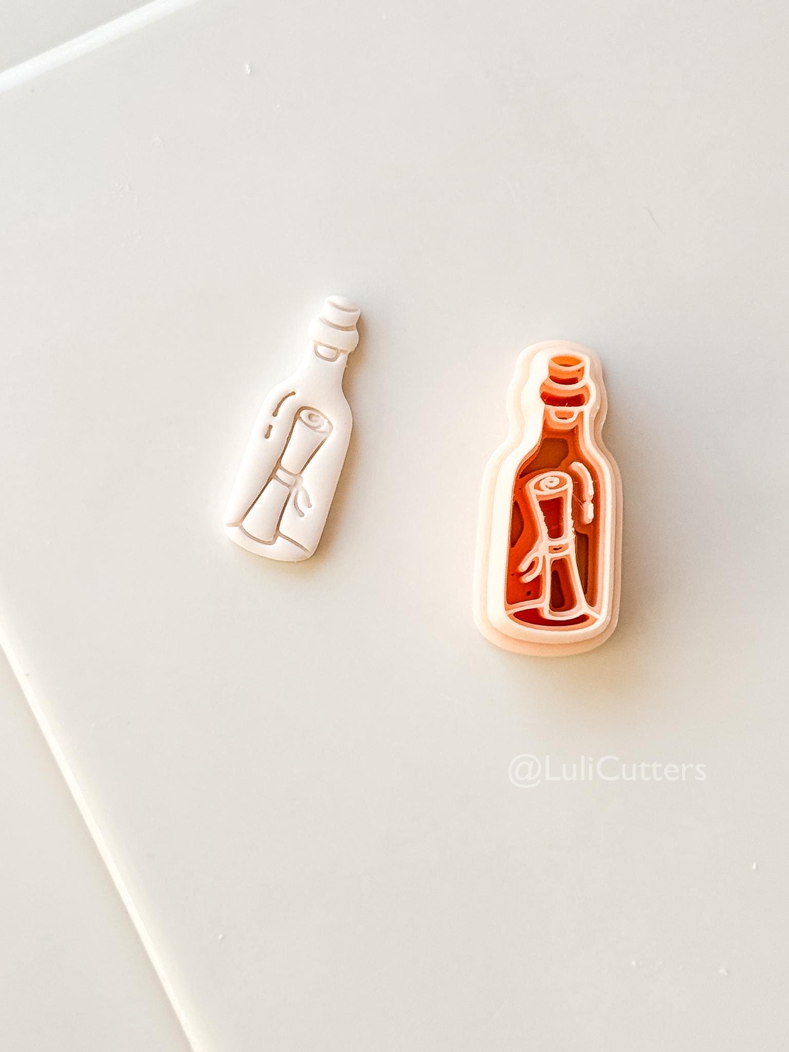 Message in Bottle Cutter: Scroll Note Ocean Keepsake Shape for Polymer Clay