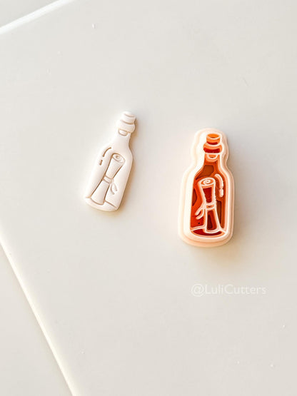Message in Bottle Cutter: Scroll Note Ocean Keepsake Shape for Polymer Clay