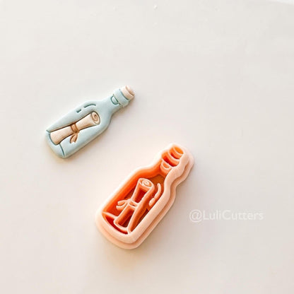 Message in Bottle Cutter: Scroll Note Ocean Keepsake Shape for Polymer Clay