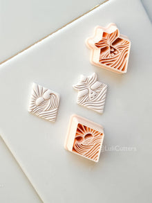 Coastal Scene Cutters: Mermaid Tail & Ocean Sunset Wave Designs for Polymer Clay