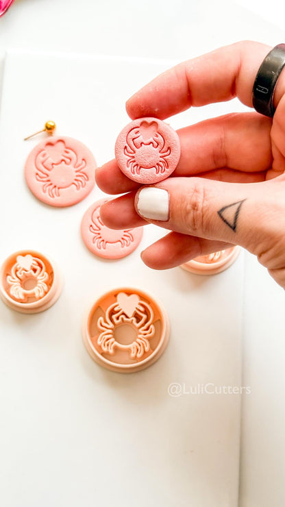 Crab Holding Heart Cutter: Coastal Sea Life Shape for Polymer Clay