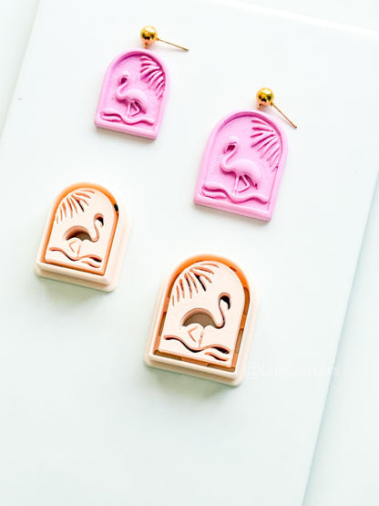 Flamingo Sunset Cutter: Tropical Palm Arch Shape for Polymer Clay