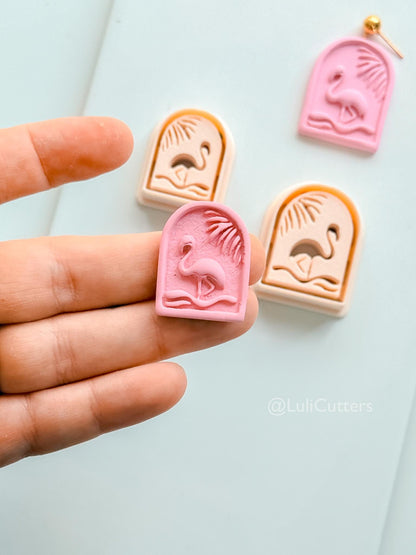 Flamingo Sunset Cutter: Tropical Palm Arch Shape for Polymer Clay
