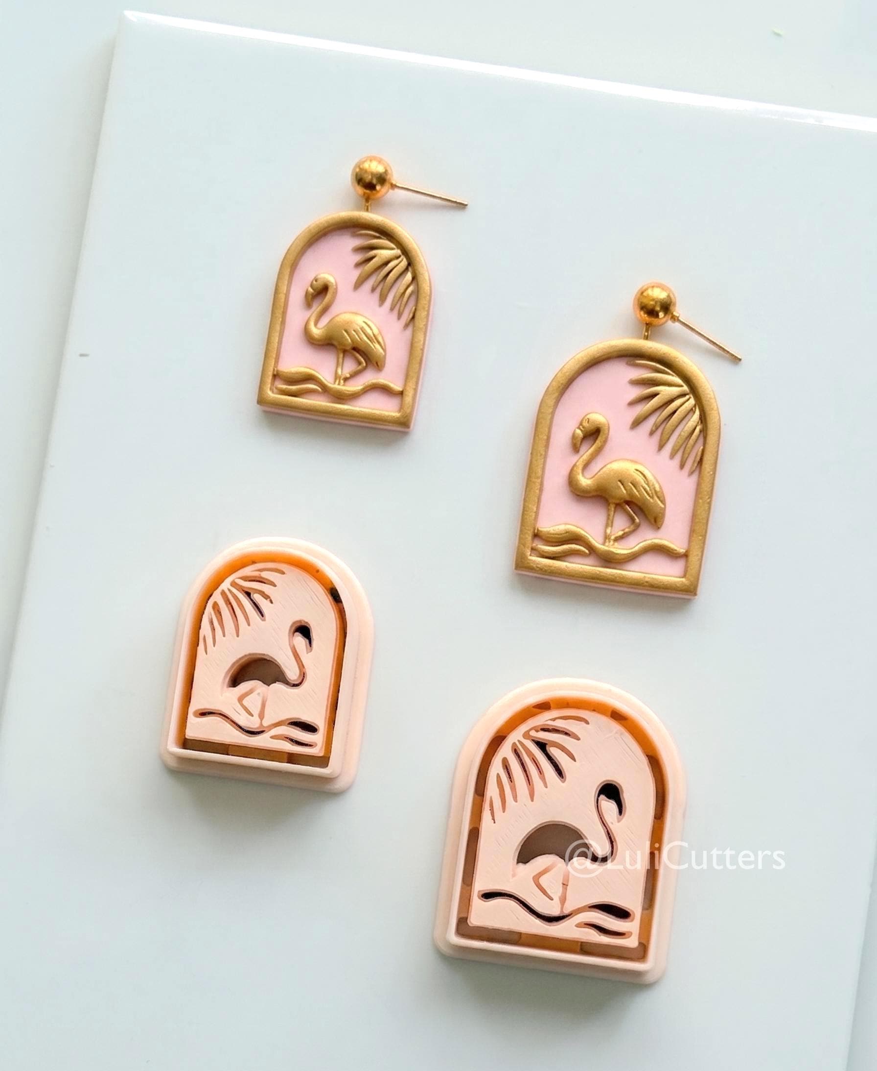 Flamingo Sunset Cutter: Tropical Palm Arch Shape for Polymer Clay