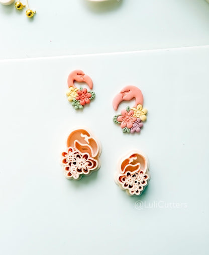 Floral Flamingo Cutter: Tropical Bird Blossom Shape for Polymer Clay