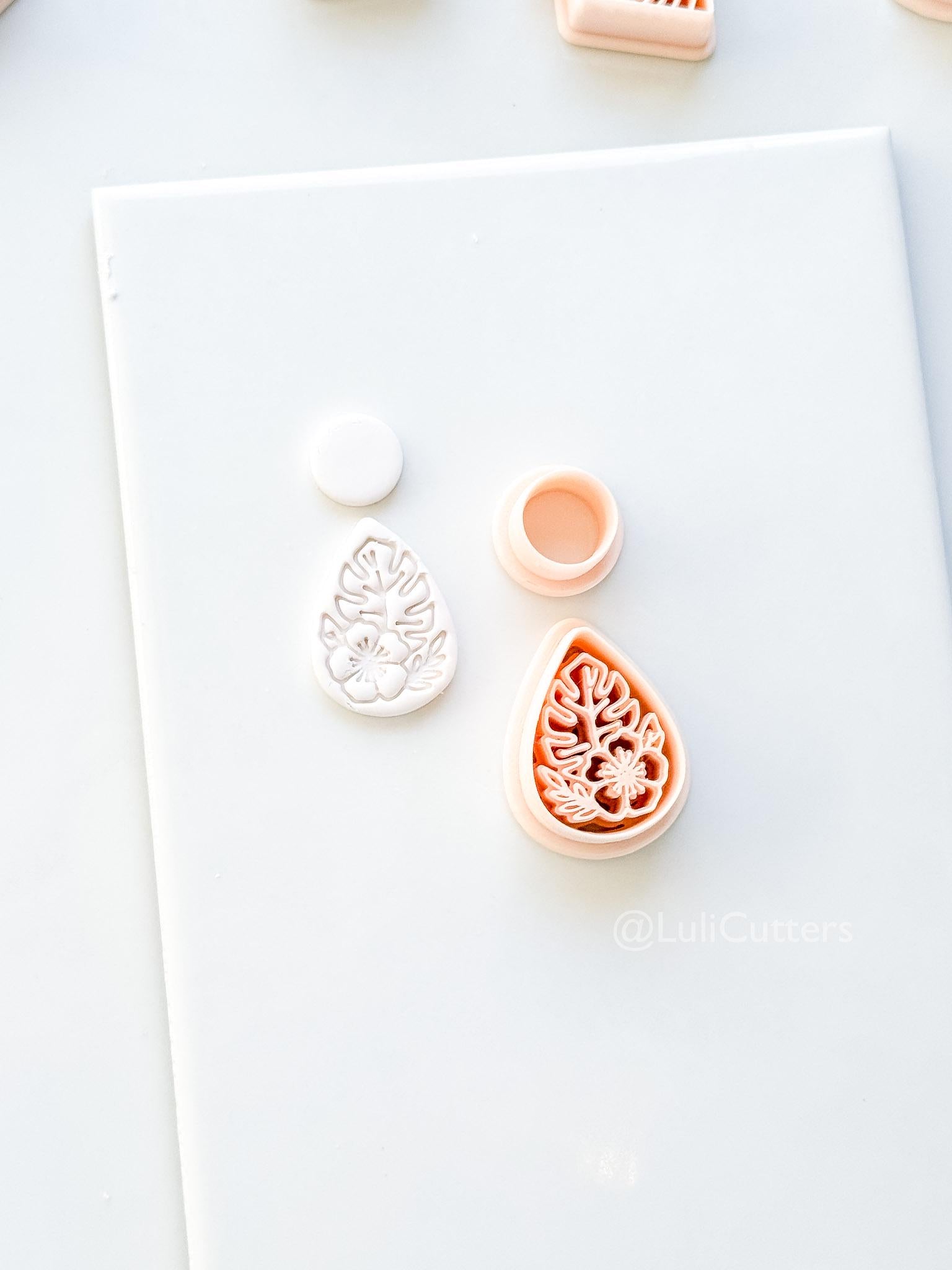 The Tropic Teardrop Cutter: Palm Leaf and Hibiscus Shape for Polymer Clay
