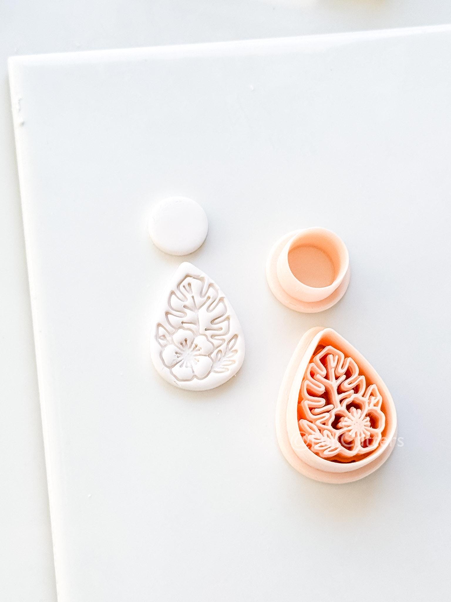 The Tropic Teardrop Cutter: Palm Leaf and Hibiscus Shape for Polymer Clay