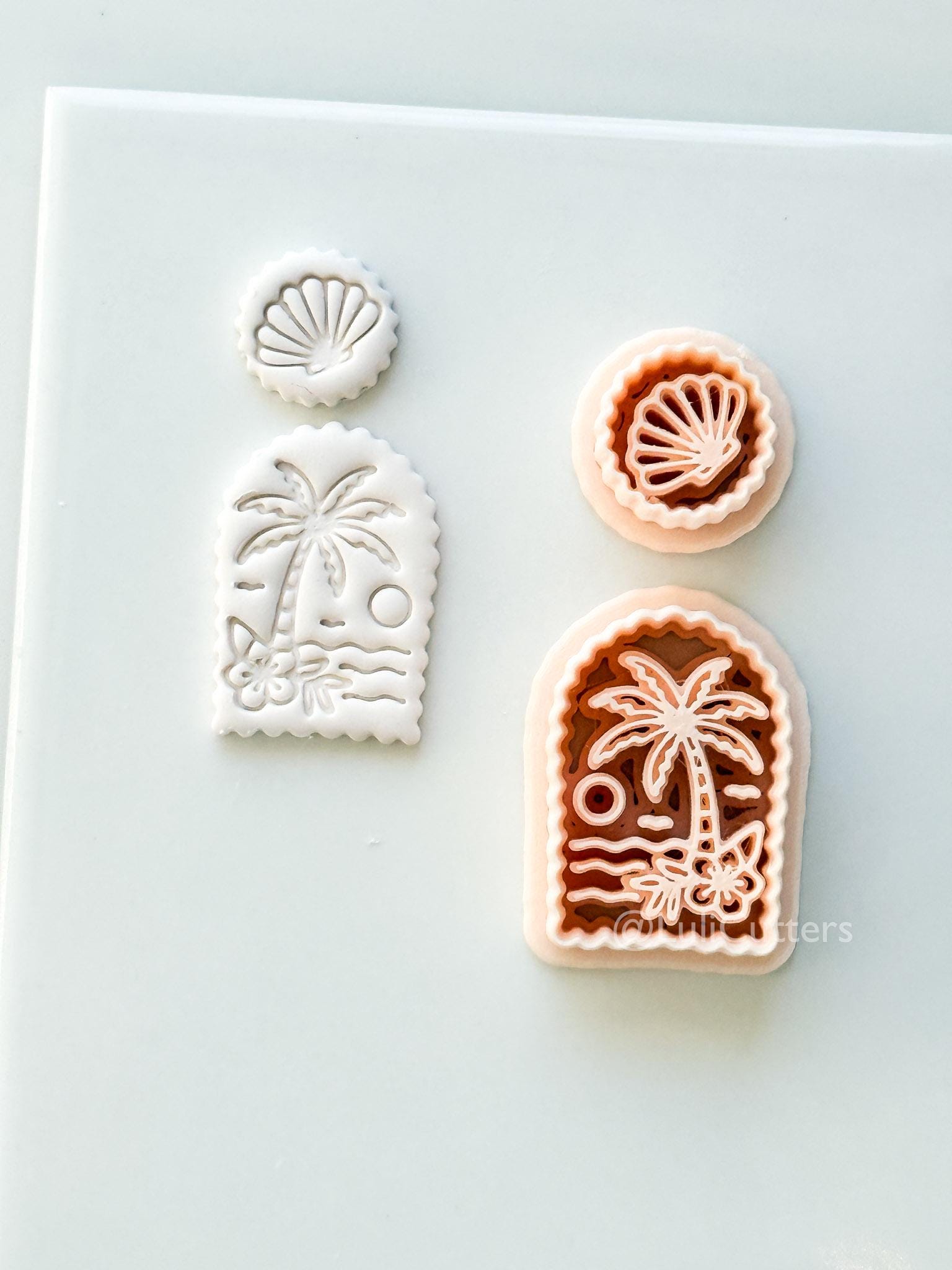 Scalloped Tropical Island Arch Cutter: Palm Tree Beach Scene Shape for Polymer Clay