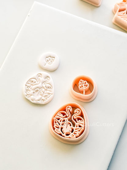Flamingo Floral Teardrop Cutter: Tropical Bird and Hibiscus Shape for Polymer Clay