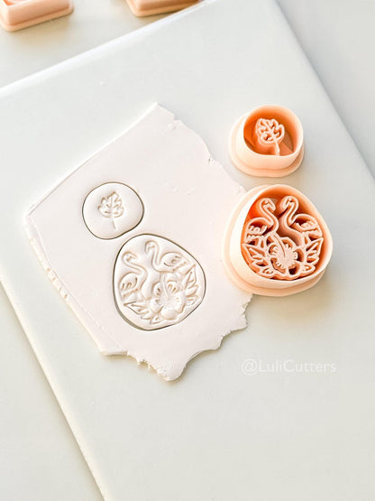 Flamingo Floral Teardrop Cutter: Tropical Bird and Hibiscus Shape for Polymer Clay