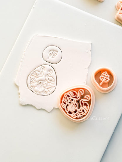 Flamingo Floral Teardrop Cutter: Tropical Bird and Hibiscus Shape for Polymer Clay
