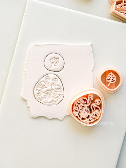 Flamingo Floral Teardrop Cutter: Tropical Bird and Hibiscus Shape for Polymer Clay