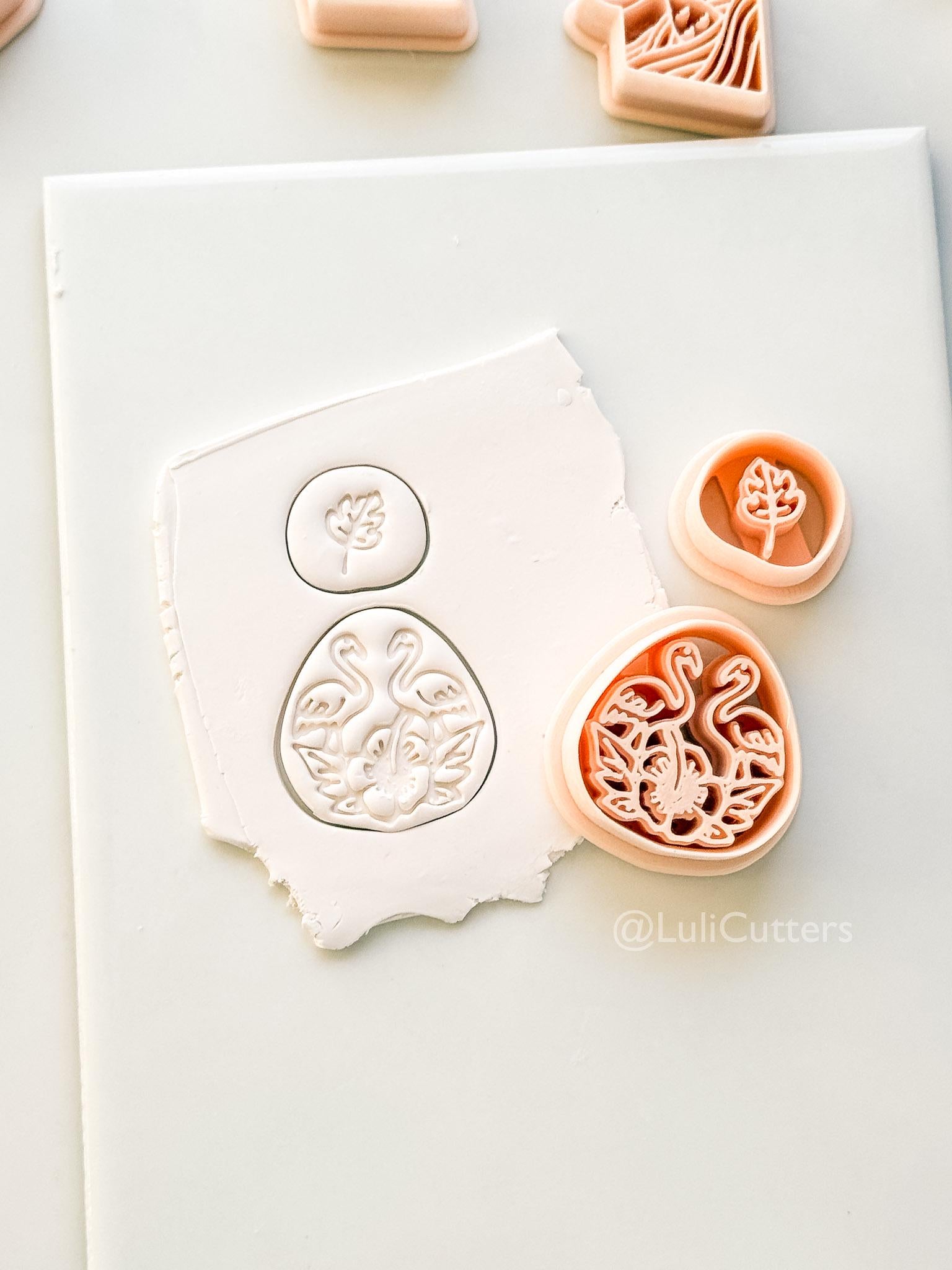 Flamingo Floral Teardrop Cutter: Tropical Bird and Hibiscus Shape for Polymer Clay