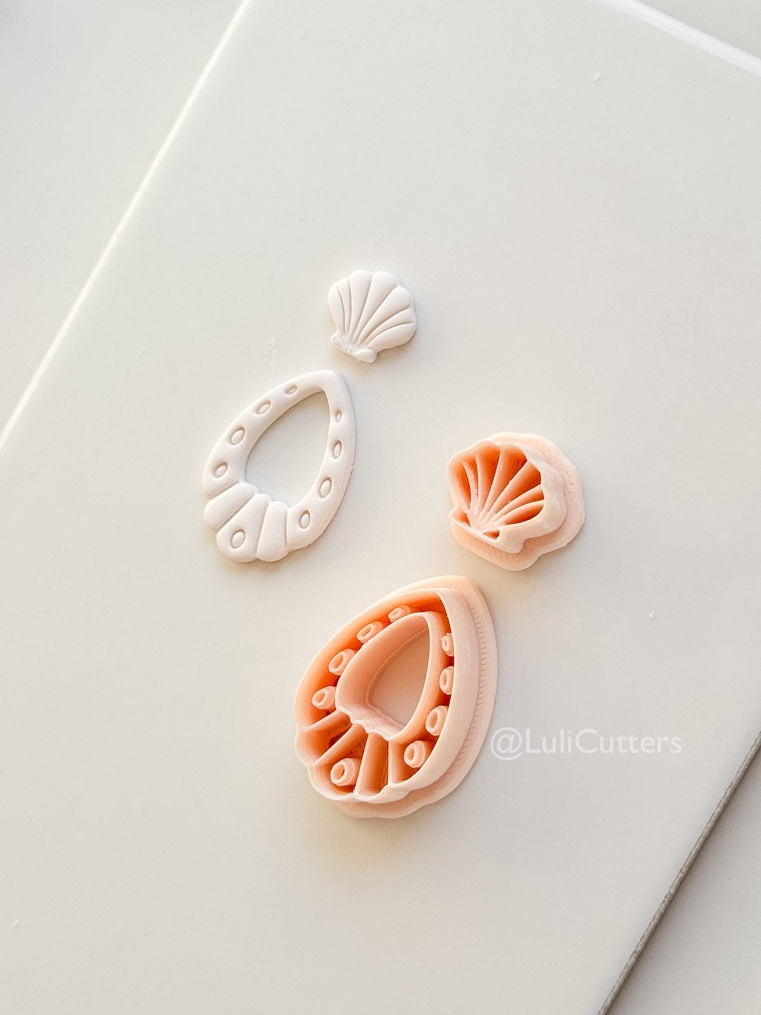 Shell Drop Cutter: Scallop Teardrop Dangle Shape for Polymer Clay