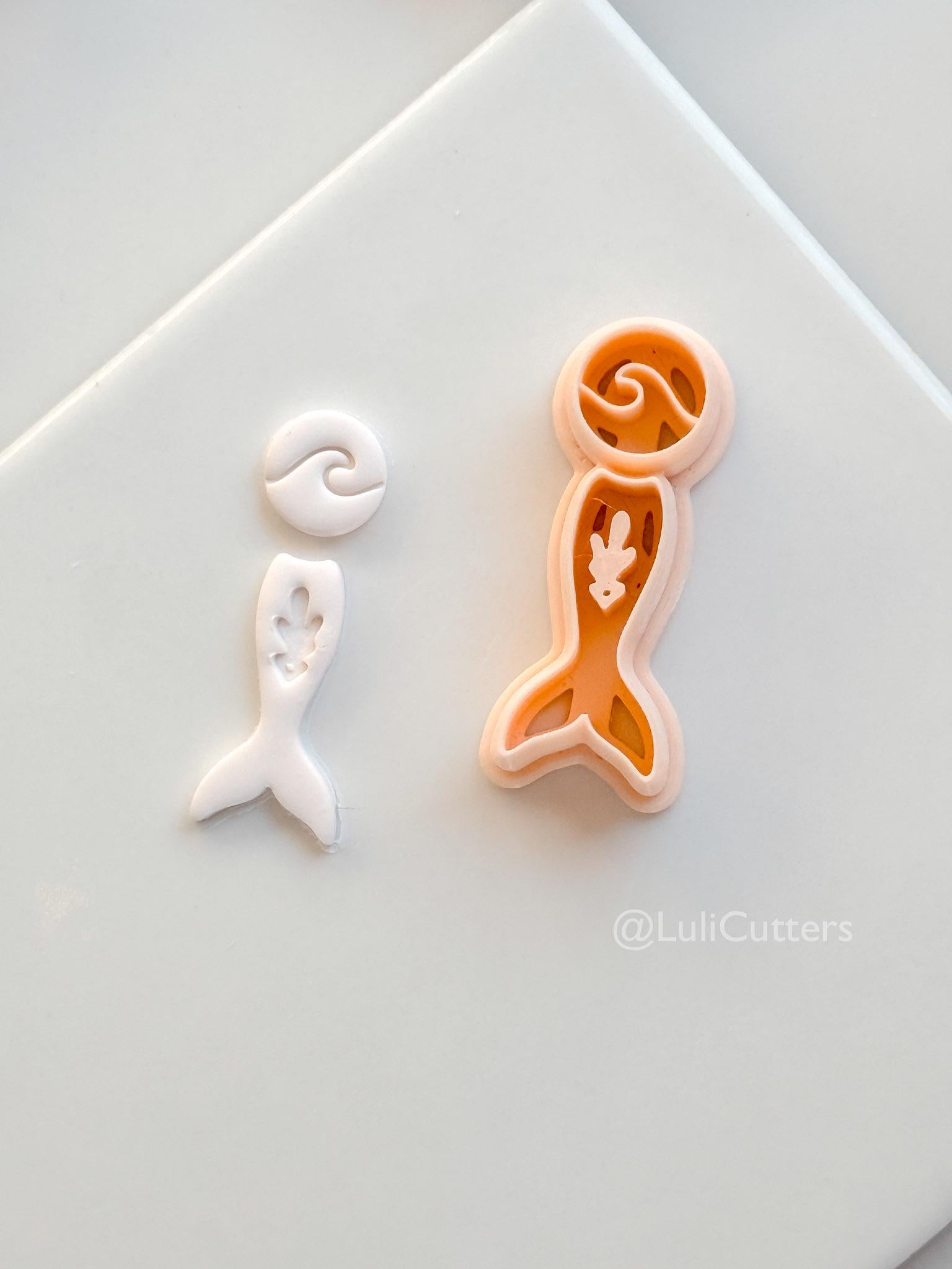 Ocean's Tail Cutter: Mermaid Tail Wave Shape for Polymer Clay