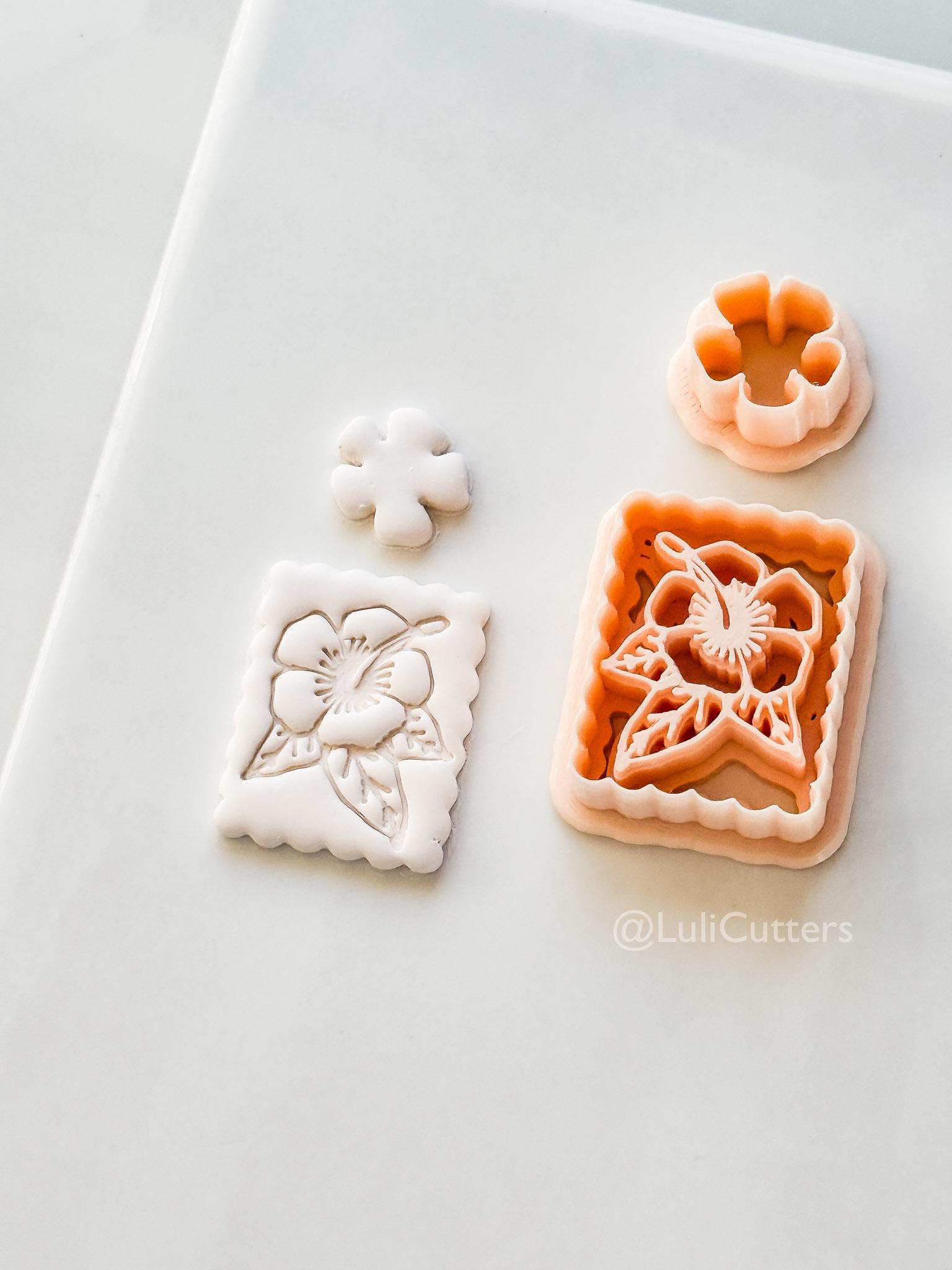 Hibiscus Scalloped Cutter: Detailed Flower & Geometric Shapes for Polymer Clay
