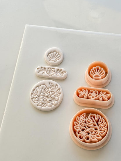 Tropical Trio Dangle Cutter: Tropical Flower Shell Earrings for Polymer Clay