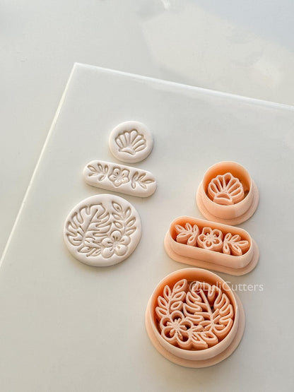 Tropical Trio Dangle Cutter: Tropical Flower Shell Earrings for Polymer Clay