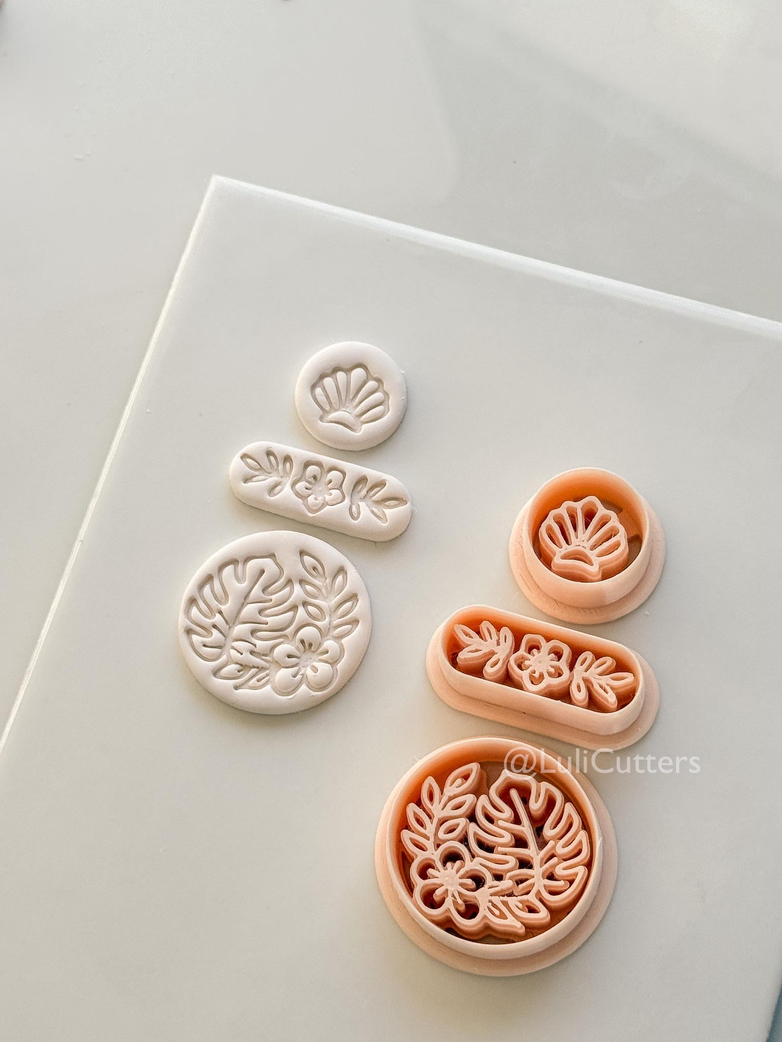Tropical Trio Dangle Cutter: Tropical Flower Shell Earrings for Polymer Clay