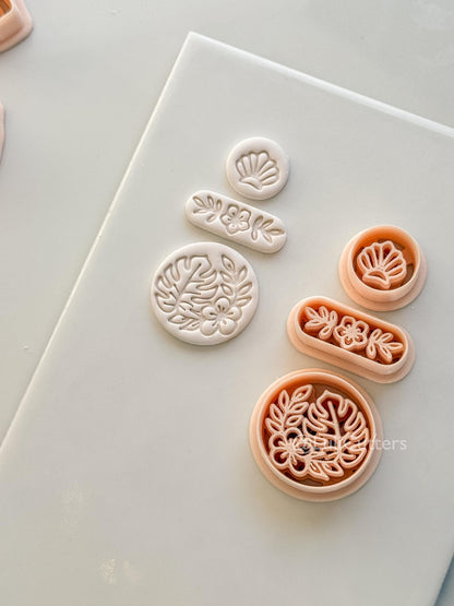 Tropical Trio Dangle Cutter: Tropical Flower Shell Earrings for Polymer Clay