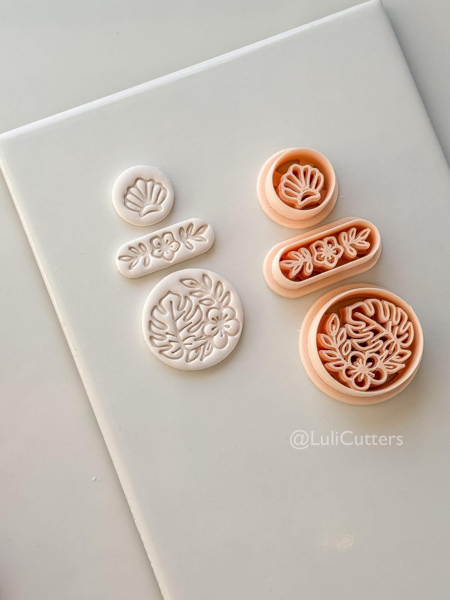 Tropical Trio Dangle Cutter: Tropical Flower Shell Earrings for Polymer Clay