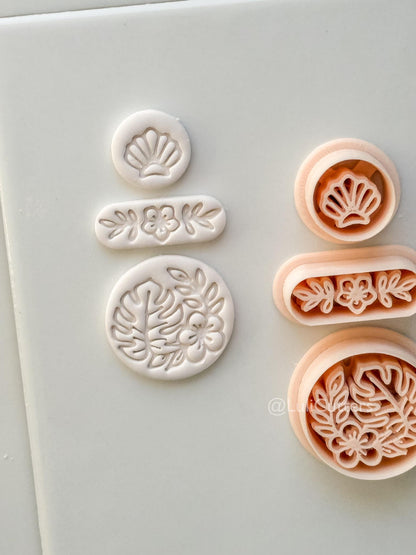Tropical Trio Dangle Cutter: Tropical Flower Shell Earrings for Polymer Clay