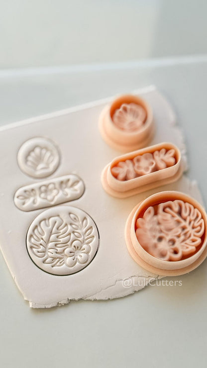 Tropical Trio Dangle Cutter: Tropical Flower Shell Earrings for Polymer Clay