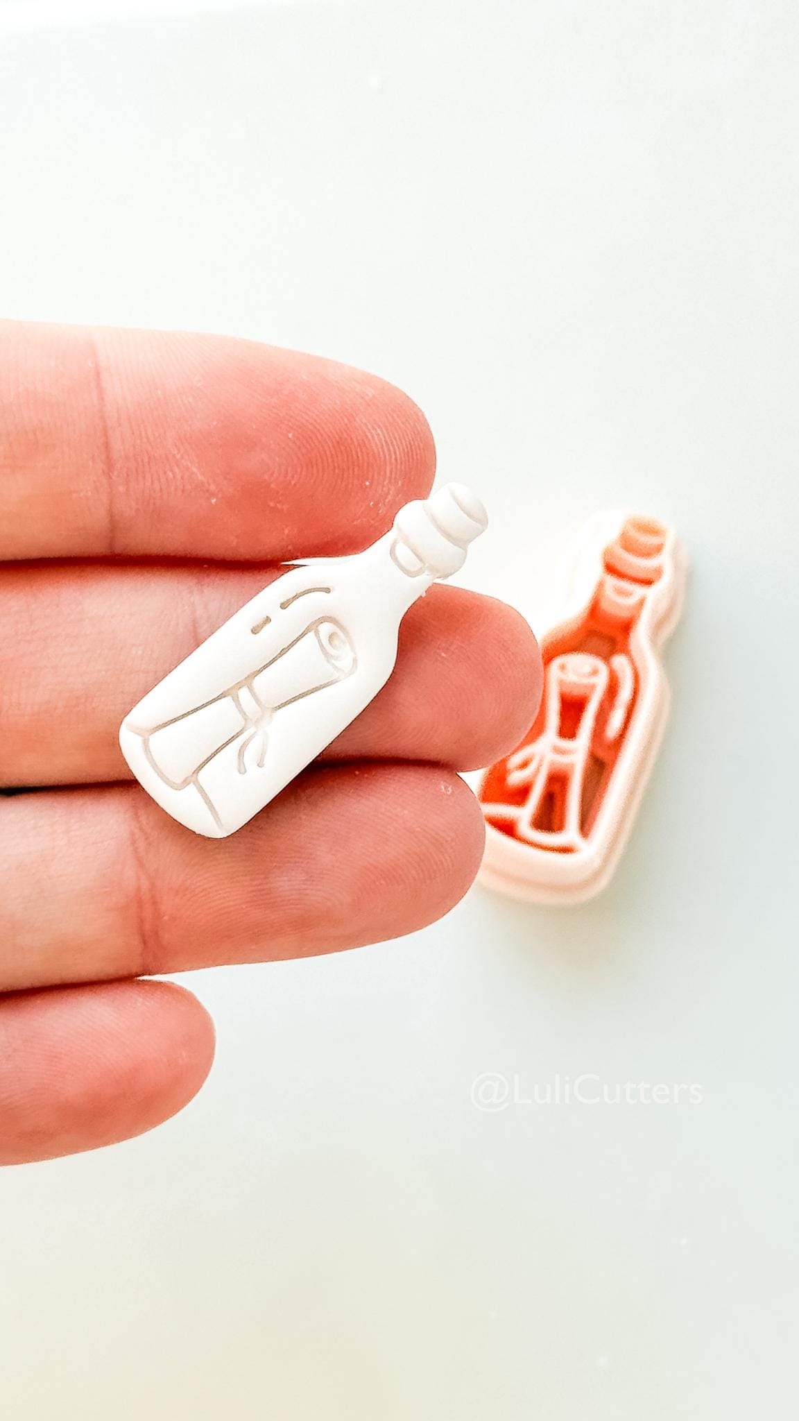 Message in Bottle Cutter: Scroll Note Ocean Keepsake Shape for Polymer Clay