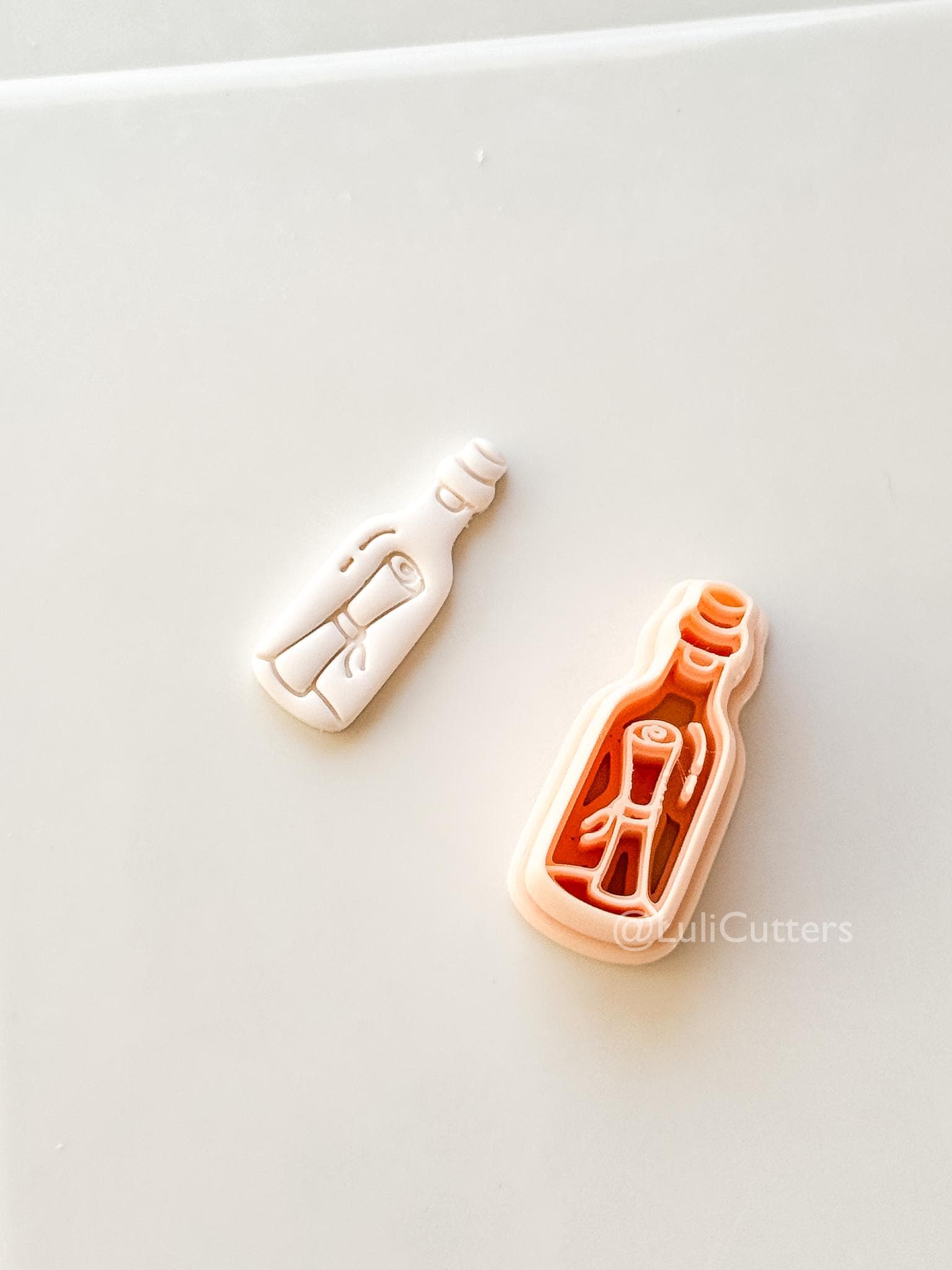 Message in Bottle Cutter: Scroll Note Ocean Keepsake Shape for Polymer Clay